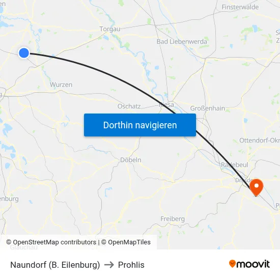 Naundorf (B. Eilenburg) to Prohlis map