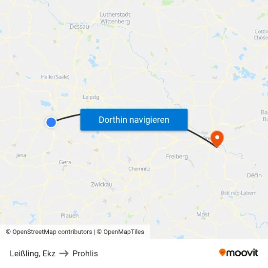 Leißling, Ekz to Prohlis map
