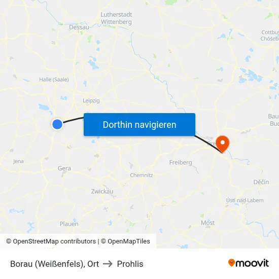 Borau (Weißenfels), Ort to Prohlis map