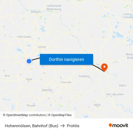 Hohenmölsen, Bahnhof (Bus) to Prohlis map