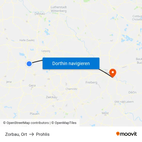 Zorbau, Ort to Prohlis map