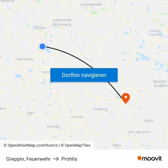 Greppin, Feuerwehr to Prohlis map