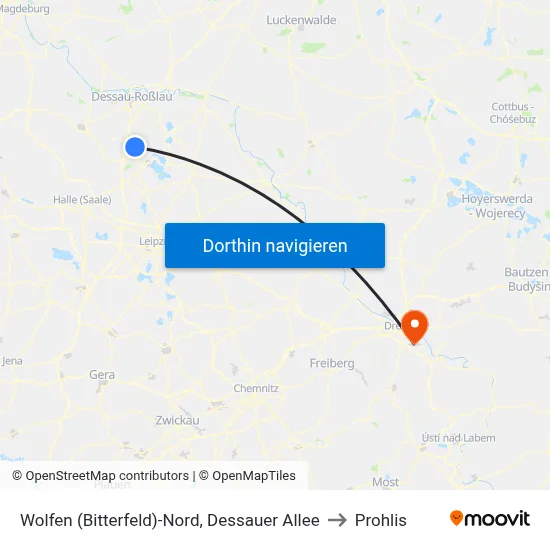 Wolfen (Bitterfeld)-Nord, Dessauer Allee to Prohlis map