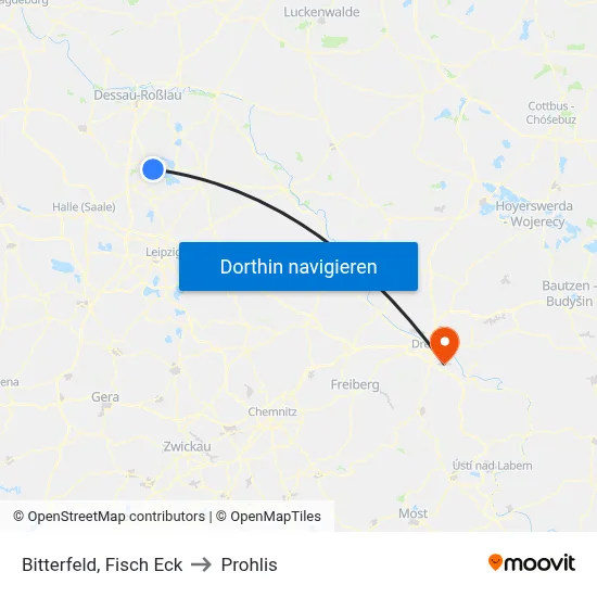 Bitterfeld, Fisch Eck to Prohlis map