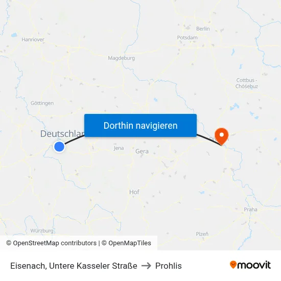 Eisenach, Untere Kasseler Straße to Prohlis map