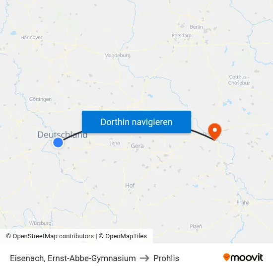 Eisenach, Ernst-Abbe-Gymnasium to Prohlis map