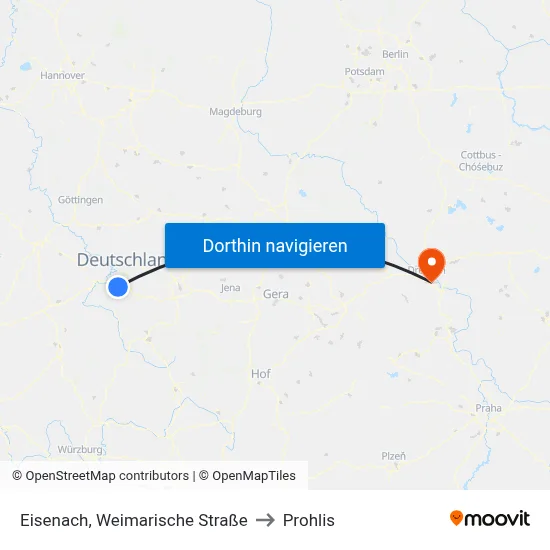 Eisenach, Weimarische Straße to Prohlis map