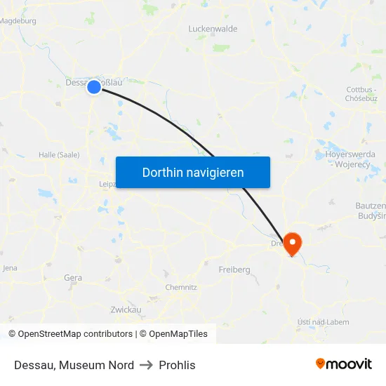 Dessau, Museum Nord to Prohlis map