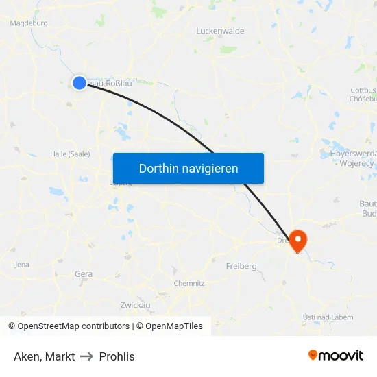Aken, Markt to Prohlis map