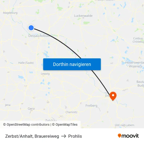 Zerbst/Anhalt, Brauereiweg to Prohlis map