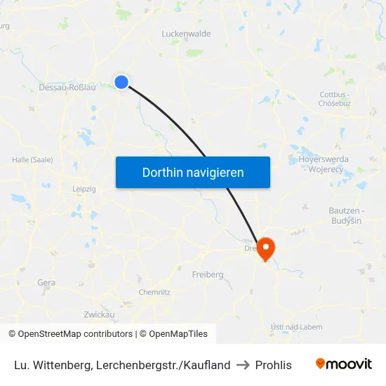 Lu. Wittenberg, Lerchenbergstr./Kaufland to Prohlis map