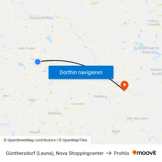 Günthersdorf (Leuna), Nova Shoppingcenter to Prohlis map