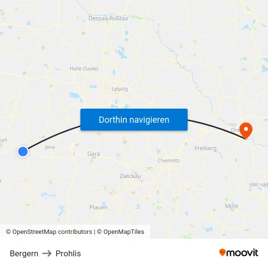 Bergern to Prohlis map