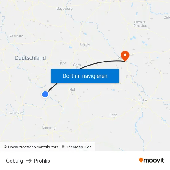 Coburg to Prohlis map
