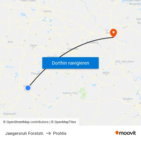 Jaegersruh Forststr. to Prohlis map