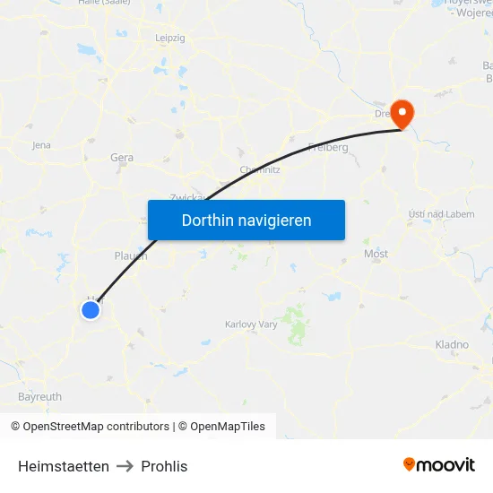 Heimstaetten to Prohlis map
