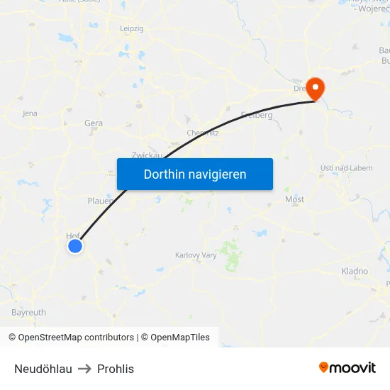 Neudöhlau to Prohlis map