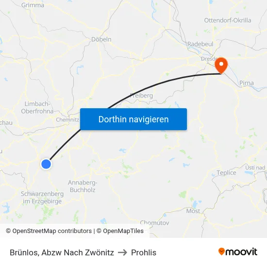 Brünlos, Abzw Nach Zwönitz to Prohlis map