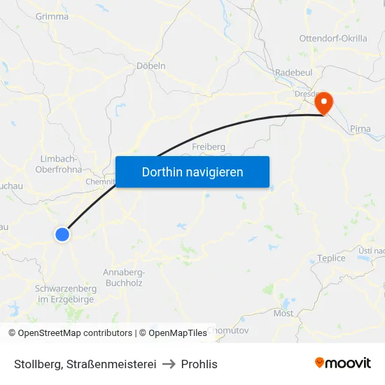 Stollberg, Straßenmeisterei to Prohlis map