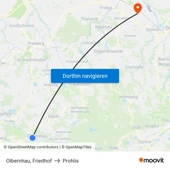 Olbernhau, Friedhof to Prohlis map