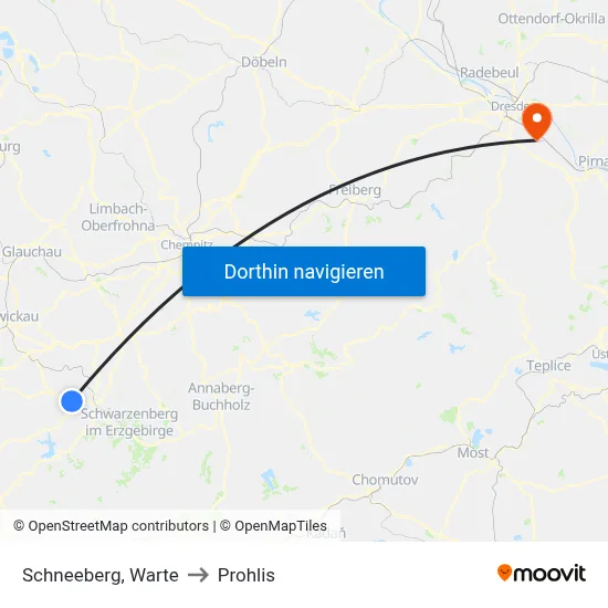 Schneeberg, Warte to Prohlis map