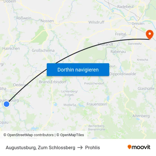 Augustusburg, Zum Schlossberg to Prohlis map