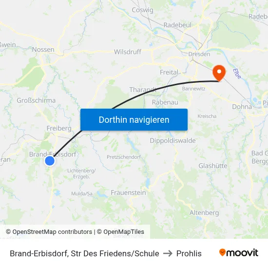 Brand-Erbisdorf, Str Des Friedens/Schule to Prohlis map