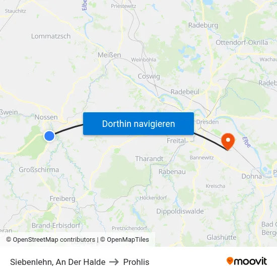 Siebenlehn, An Der Halde to Prohlis map