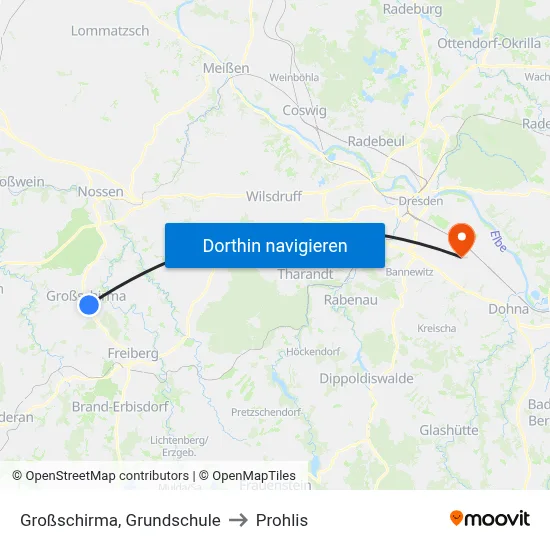 Großschirma, Grundschule to Prohlis map
