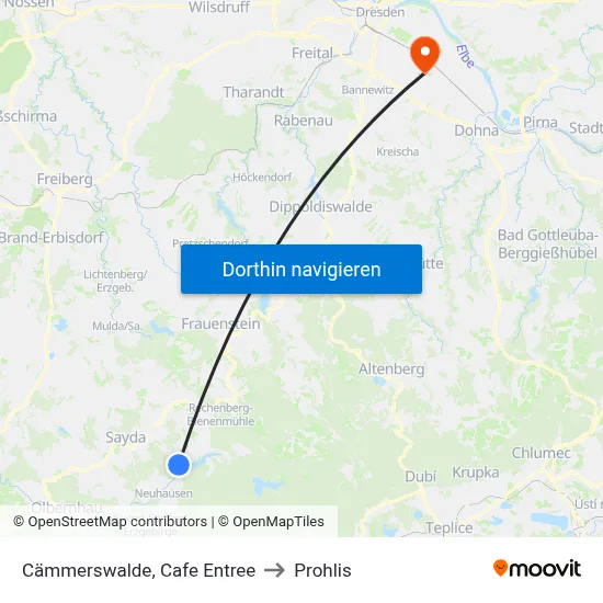 Cämmerswalde, Cafe Entree to Prohlis map
