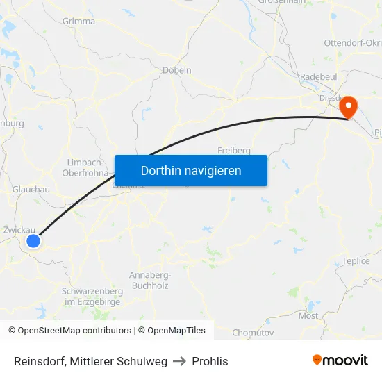 Reinsdorf, Mittlerer Schulweg to Prohlis map