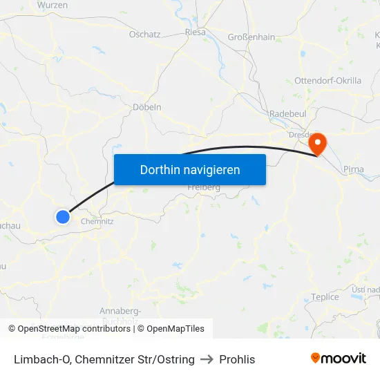 Limbach-O, Chemnitzer Str/Ostring to Prohlis map