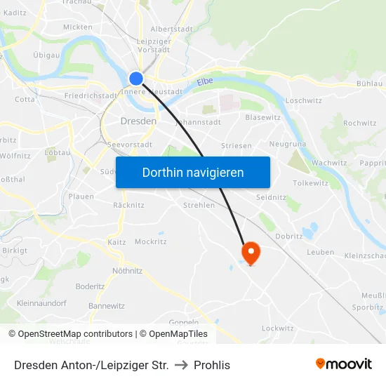 Dresden Anton-/Leipziger Str. to Prohlis map