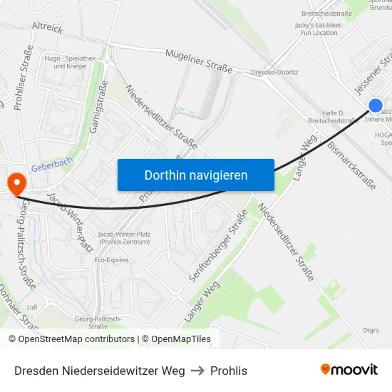 Dresden Niederseidewitzer Weg to Prohlis map