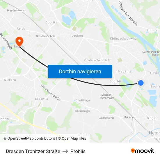 Dresden Tronitzer Straße to Prohlis map
