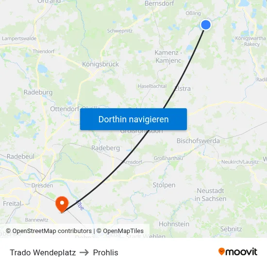 Trado Wendeplatz to Prohlis map