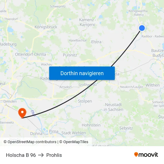 Holscha B 96 to Prohlis map