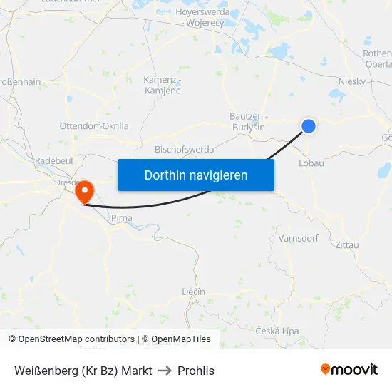 Weißenberg (Kr Bz) Markt to Prohlis map