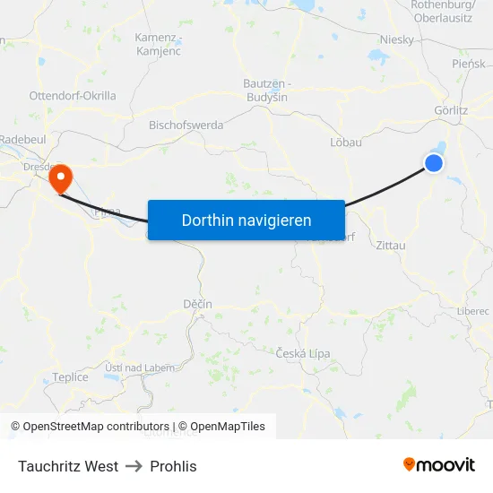 Tauchritz West to Prohlis map