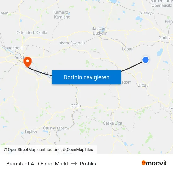 Bernstadt A D Eigen Markt to Prohlis map