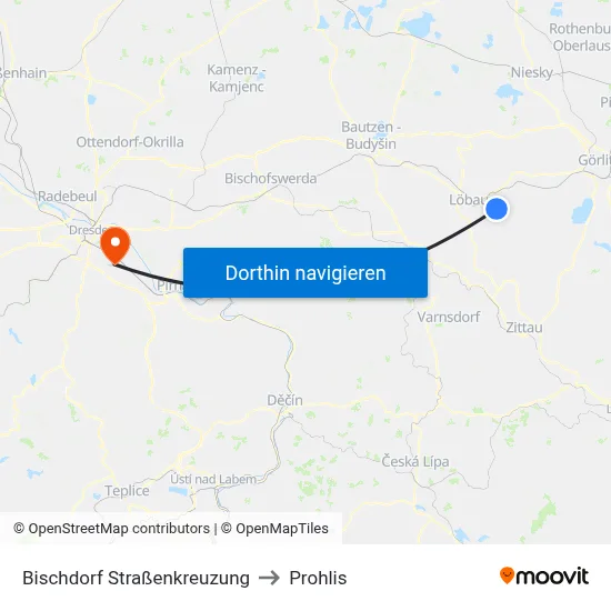 Bischdorf Straßenkreuzung to Prohlis map