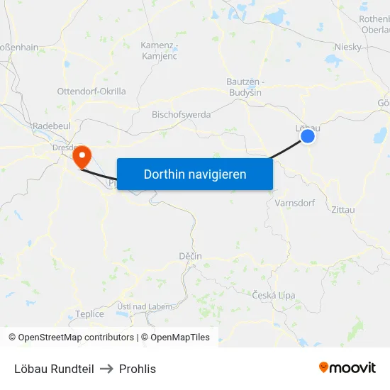 Löbau Rundteil to Prohlis map