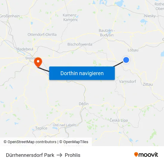 Dürrhennersdorf Park to Prohlis map