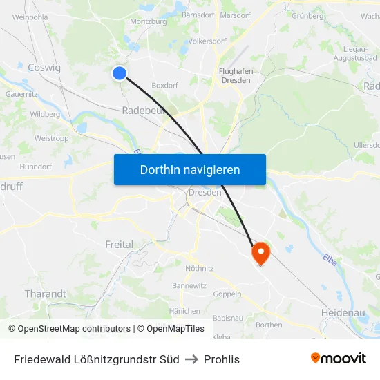 Friedewald Lößnitzgrundstr Süd to Prohlis map