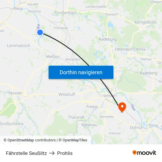 Fährstelle Seußlitz to Prohlis map