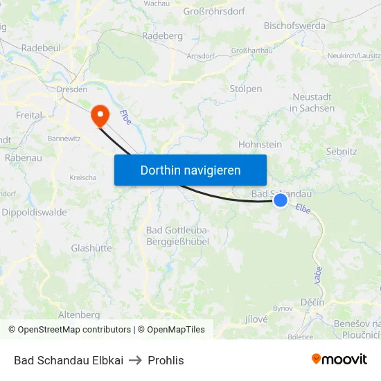 Bad Schandau Elbkai to Prohlis map