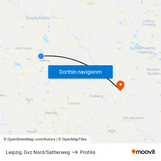 Leipzig, Gvz Nord/Sattlerweg to Prohlis map