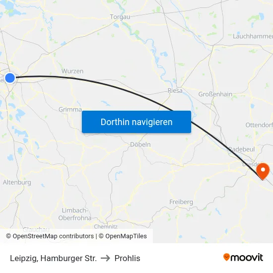 Leipzig, Hamburger Str. to Prohlis map