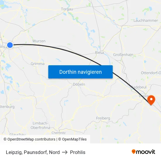 Leipzig, Paunsdorf, Nord to Prohlis map