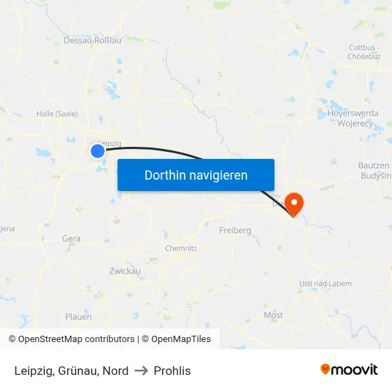 Leipzig, Grünau, Nord to Prohlis map